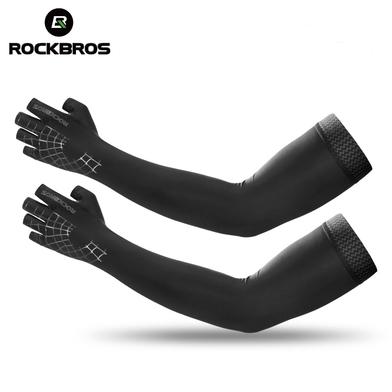 Rockbros sport arm ærme halv handske åndbar elasticitet løb vandring kørsel multi 2 in 1 ærmer arme handske solbeskyttelse