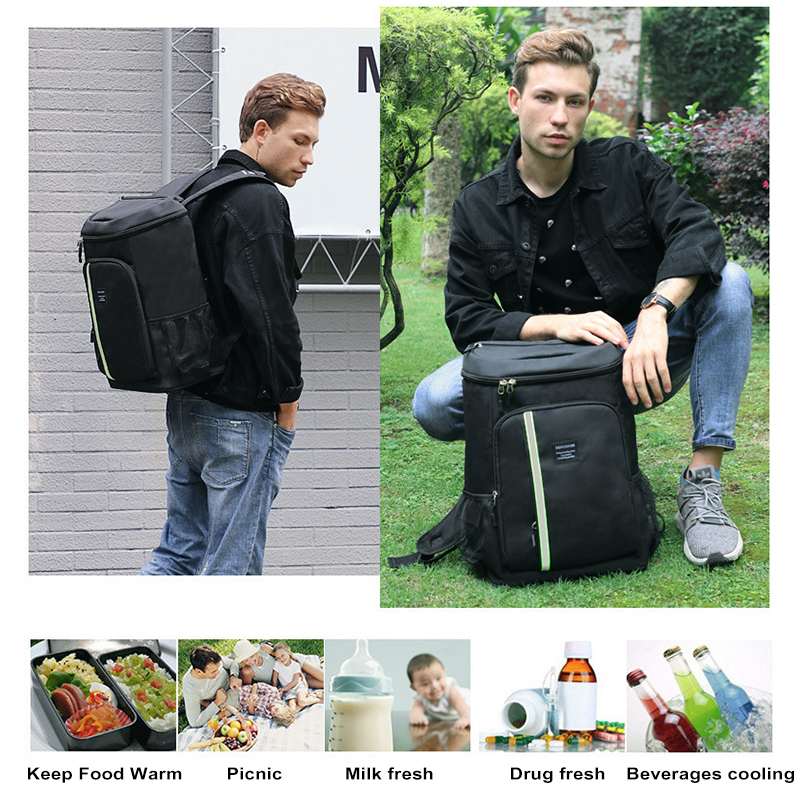 32.8l/18l grande capacidade isolado mochila de refrigeração leakproof alimentos frutas fresco almoço ao ar livre para piquenique acampamento churrasco escritório