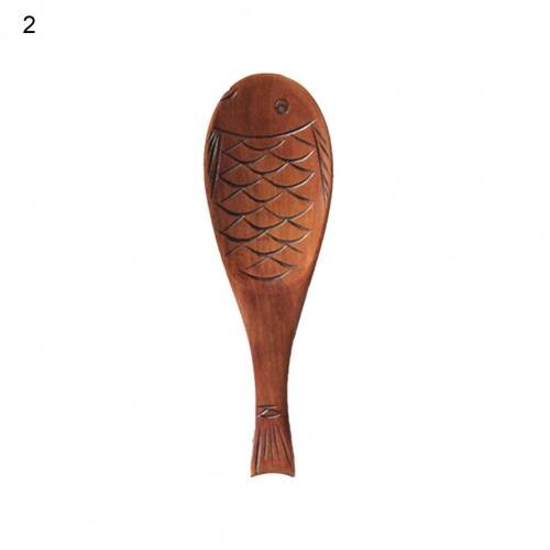 Ergonomic Handmade Rice Spoon Wood Adorable Fish Shape Rice Scoop for Home: 2