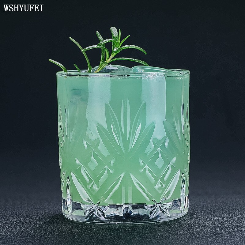 WSHYUFEI Classical engraved hockey cup whiskey cocktail glass wine tempered glass
