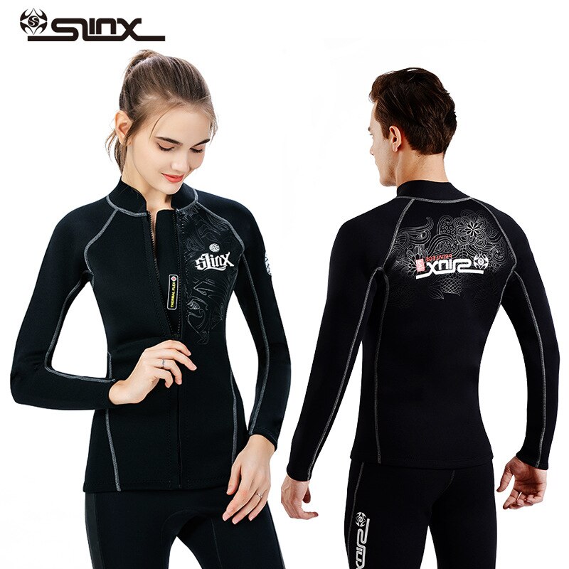 2MM Neopreen Lange Mouwen Wetsuit voor Mannen Vrouwen Rits Duiken Jas Top Surf Scuba Zwemmen Snorkelen Duikpak shirt