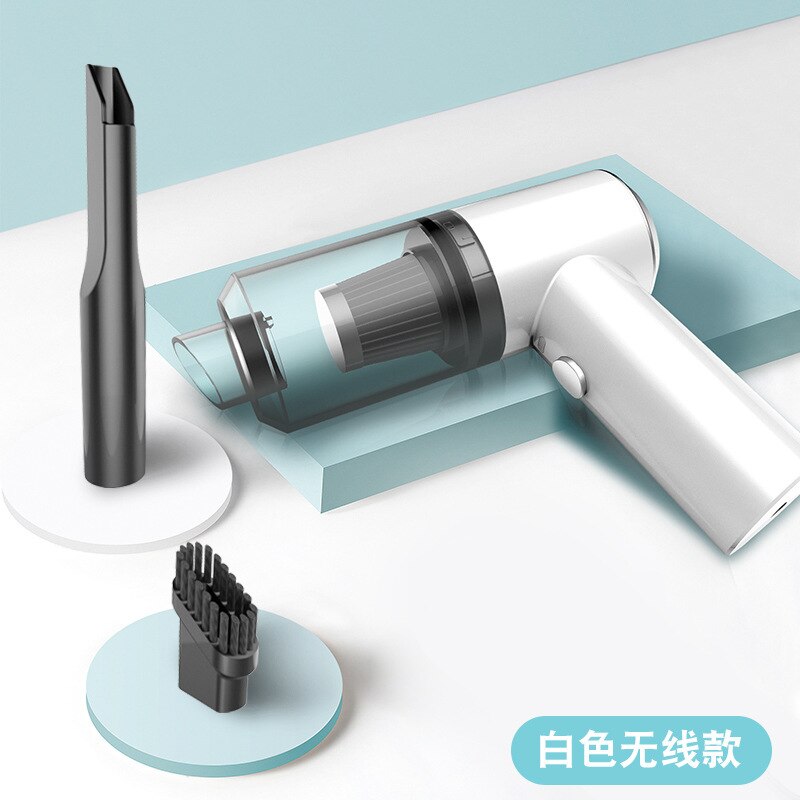 Car vacuum cleaner car wireless charging car home dual purpose special small car high-power powerful mini: No wire White