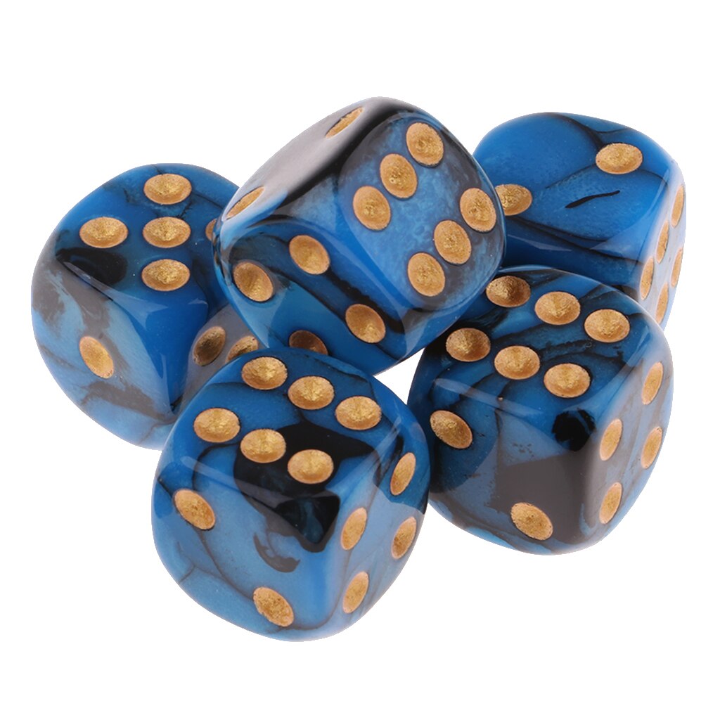 5pcs 6-sided Game Dice Set , Square Corne for Family Travel Play Set Toys: Dark blue