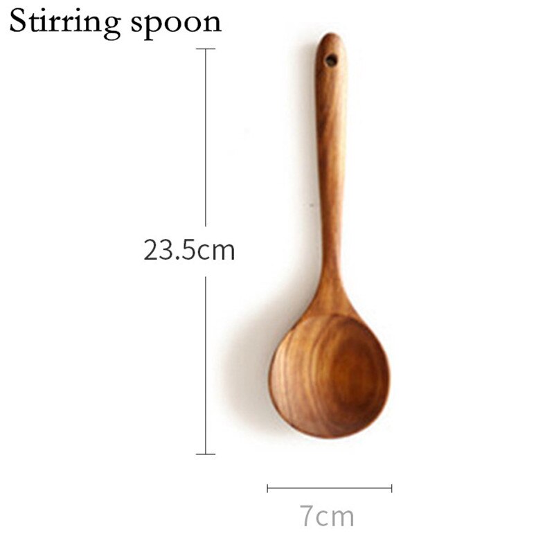 Kitchen Tools Natural Wooden Cooking Tool Sets Scoop Tableware Kitchen Utensils De Cocina Rice Soup Spoon Kitchen Gadgets: stirring spoon