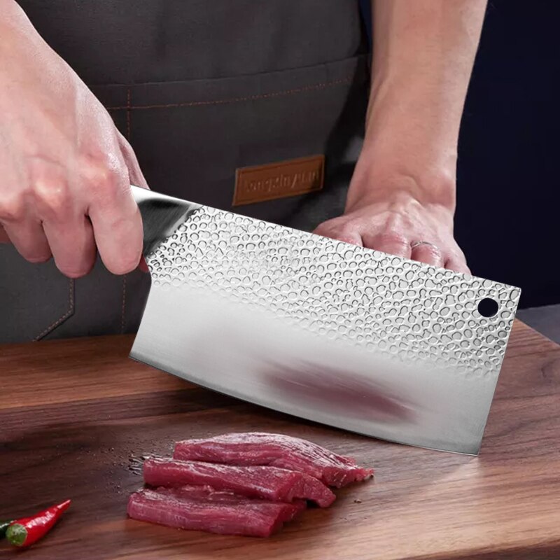 7.5" Chinese Kitchen Chef Knife Forged Cook Slice Knife Stainless Steel Meat Vegetables Cleaver Butcher Knife