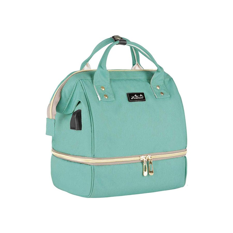 Viedouce thermal insulated school lunch bag travel usb diaper kid men women office lunch cooler box bag for women men kids lunch: green