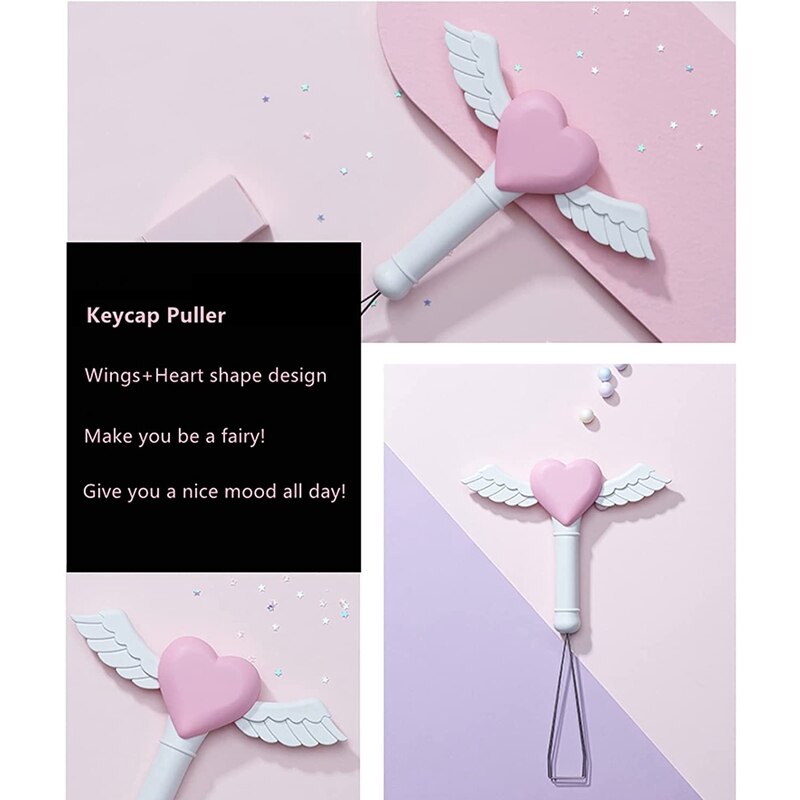 Keycap Puller Cute Love Heart Angel Wings Shape Key Cap Remover Tool Expert For Computer Mechanical Keyboard