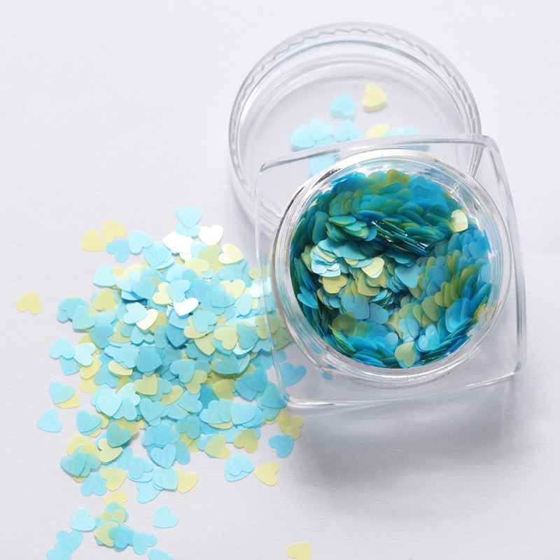 Shiny Glitter Love Heart 1Box Red Nail Glitter Flakes Love Heart Shape Slider Shining Sequin Love Heart Shape Loose Sequin TSLM1