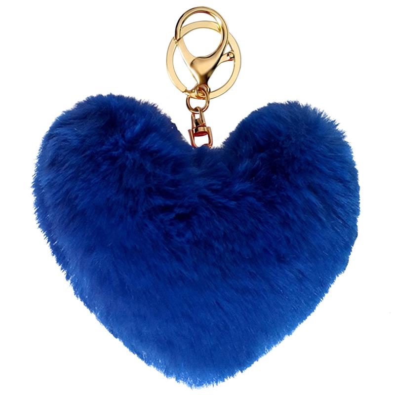 2020 New Lovely Heart Keychains Women's Pom Poms Faux Rex Rabbit Fur Ball Key Chains Girl Bag Hang Car Key Ring Pendant: 17