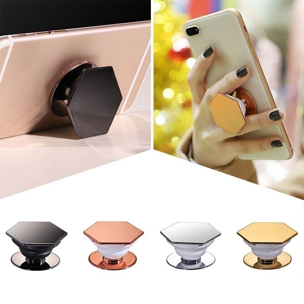 Plating Pocketsocket Support Finger Grip Holder Stand for IPhone X Samsung Huawei Pocket Socket Air Bag Cell Phone Bracket Mount