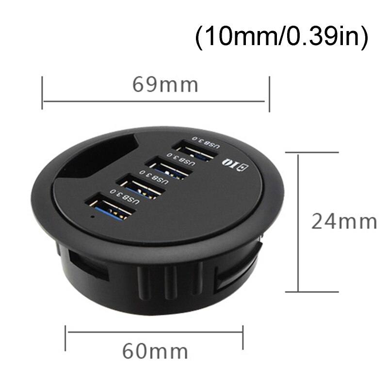 Mounting In-Desk 4 Ports USB 3.0 Hub Desk Adapter Multi Splitter for Desktop PC
