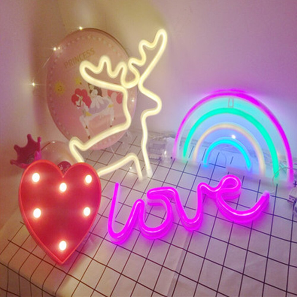 Led Neon Licht Kleurrijke Regenboog Neon Teken Voor Kamer Home Party Bruiloft Decoratie Xmas Neon Lamp Muur Decor Kerst