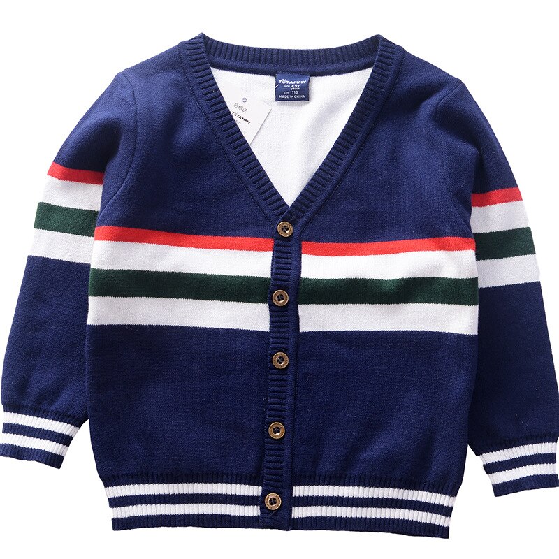 Mode Jongens Winter Trui Kids Vest Gestreepte Katoenen V-hals Britse Stijl Gebreide Wear Kinderkleding