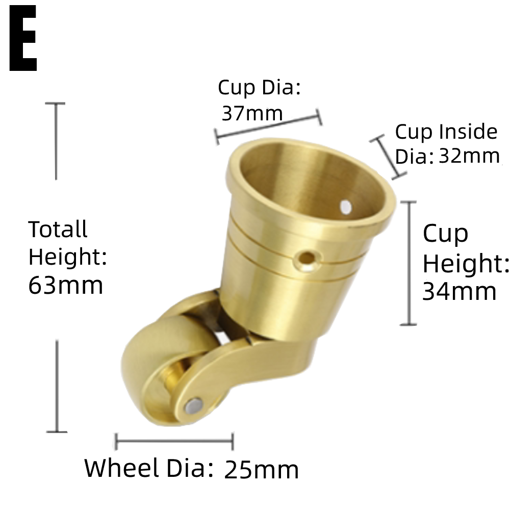 1/4 pièces multi-tailles universelles rondes tasse roulettes en laiton meubles robustes jambes roues pour canapé chaise armoire Table de Piano: 1.5 Pouce / Bleu