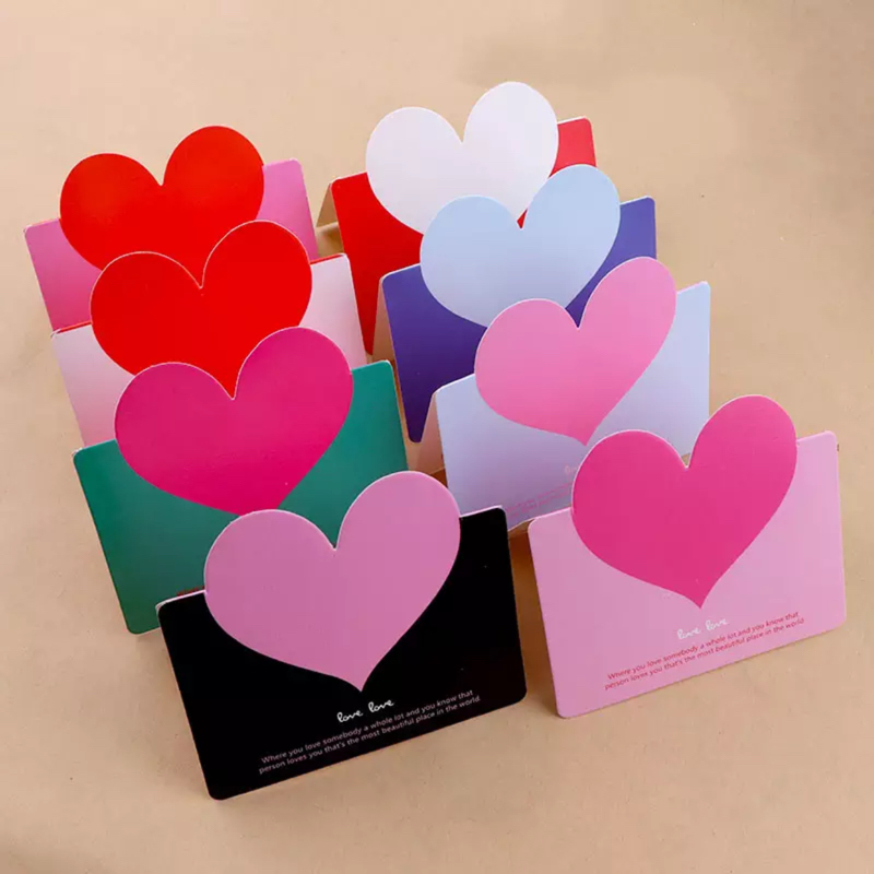 Cartões de visita de coração 5 peças, amor de papel de envelope para diy, cartões de visita, presentes, papelaria