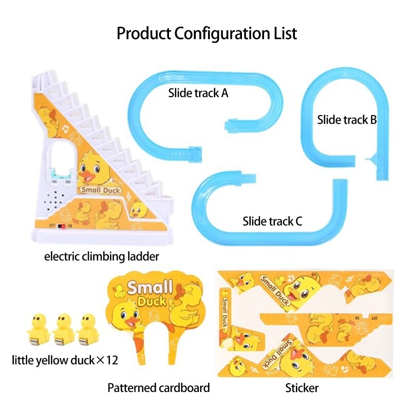 Electric Track Duck Climbing Stairs &amp; Slides Playset for Develop Babies' Hand-eye Coordination and Visual Perception D5QA