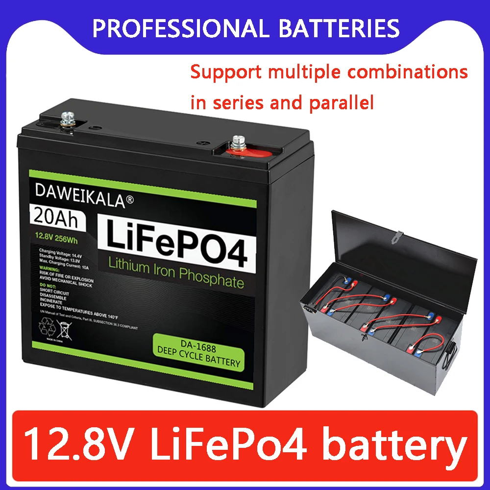 12V 20Ah LiFePO4 Lithium Iron Phosphate Rechargeable Battery for E Bike Boat Motor 100% Capacity Tax Free Long Lasting Battery