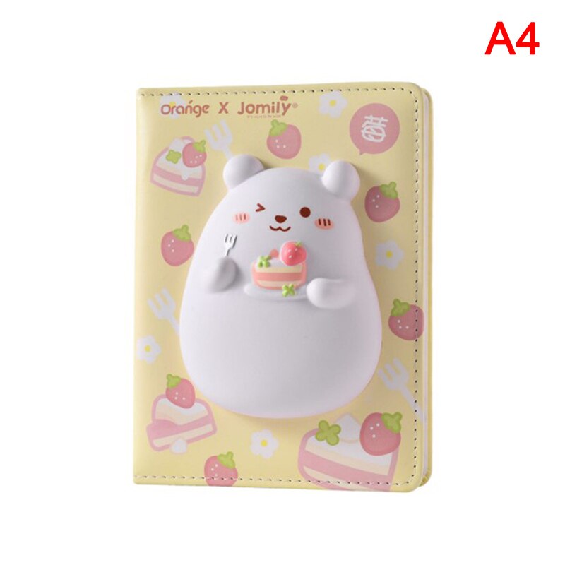 3D Cute Bear Squeeze Toy Decompression Notebook Student Planner Color Pages Diary Reliever Stress Notebook Student: A4