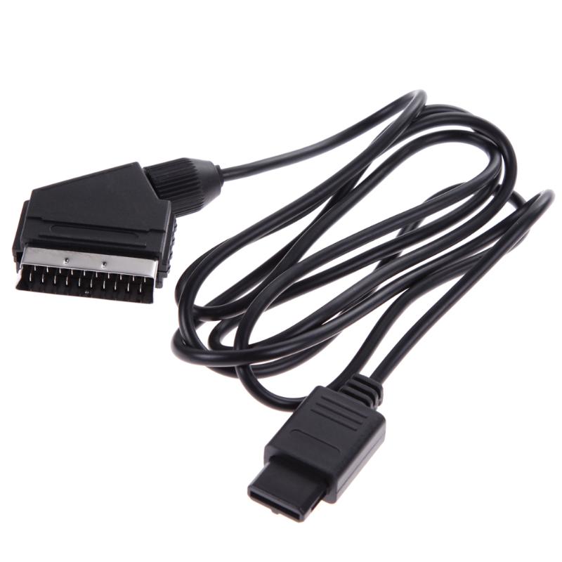 1.8m a/v tv video scart rgb kabel gaming 21 pin euro scart stik ledning til nintendo snes gamecube og  n64 konsol