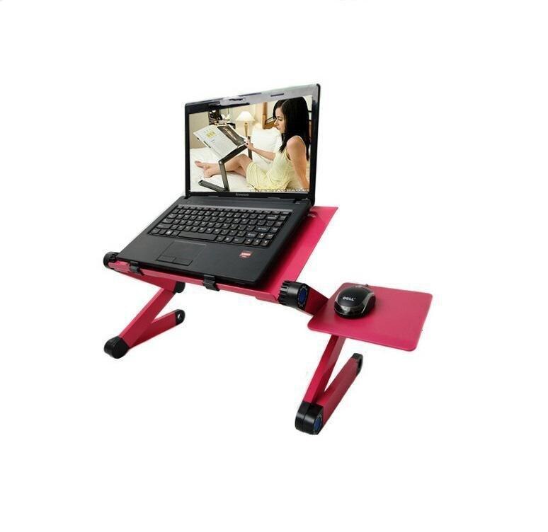 Liga dobrável portátil portátil mesa do portátil cama de alumínio ergonômico suporte para computador portátil mesa de notebook com mouse pad: red