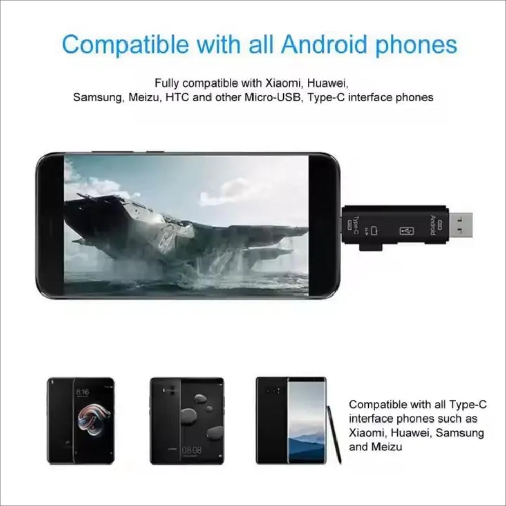Nowy wielofunkcyjny czytnik kart pamięci USB 2.0 typu C USB Micro USB SD TF 5 w 1 dla komputerów z systemem Android Adapter OTG typu C