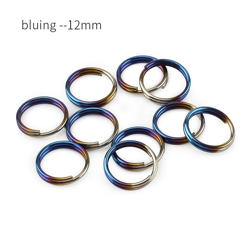 10 pièces/lot titane 10mm/12mm/14mm porte-clés EDC outil extérieur multicolore titane porte-clés: bluing 12mm