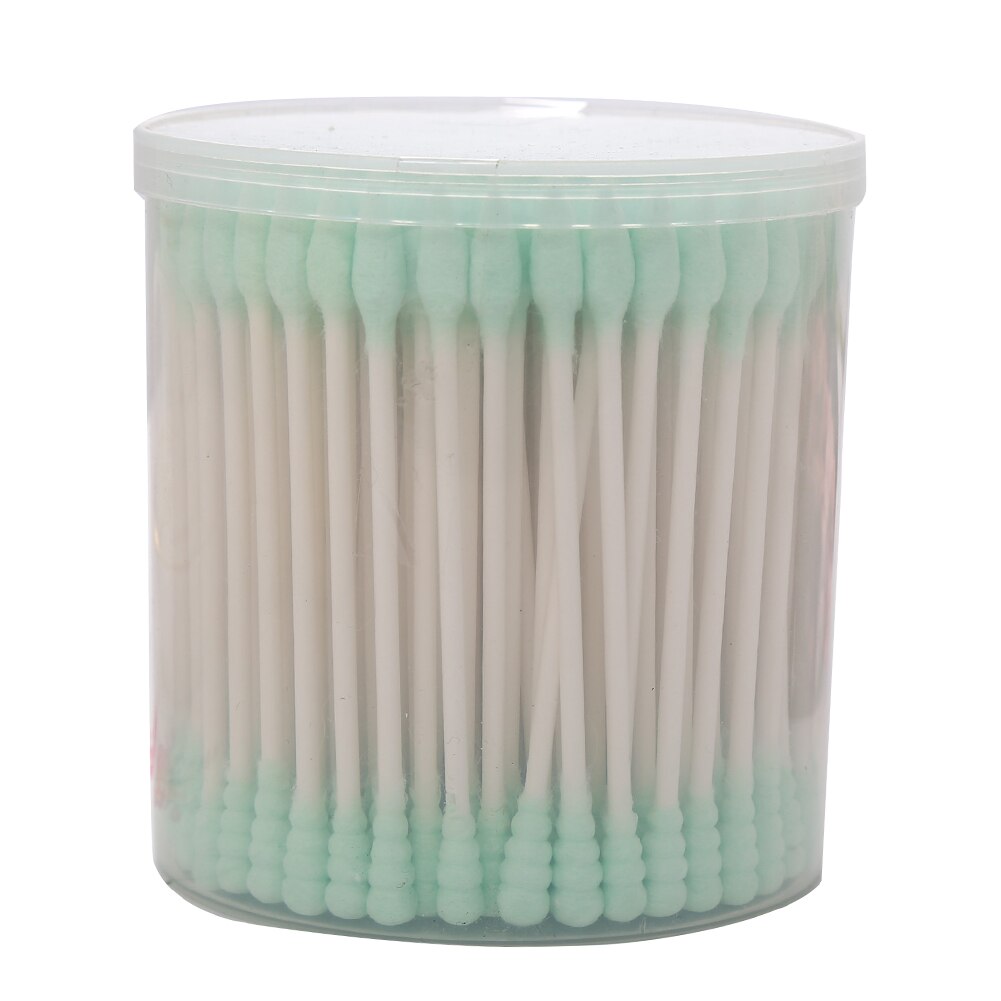 200Pcs Sharp Round Spiral Head Cotton Swabs 12 Colors women Makeup Cotton Buds Tip Nose Ears Cleaning Health Care Tools: Green