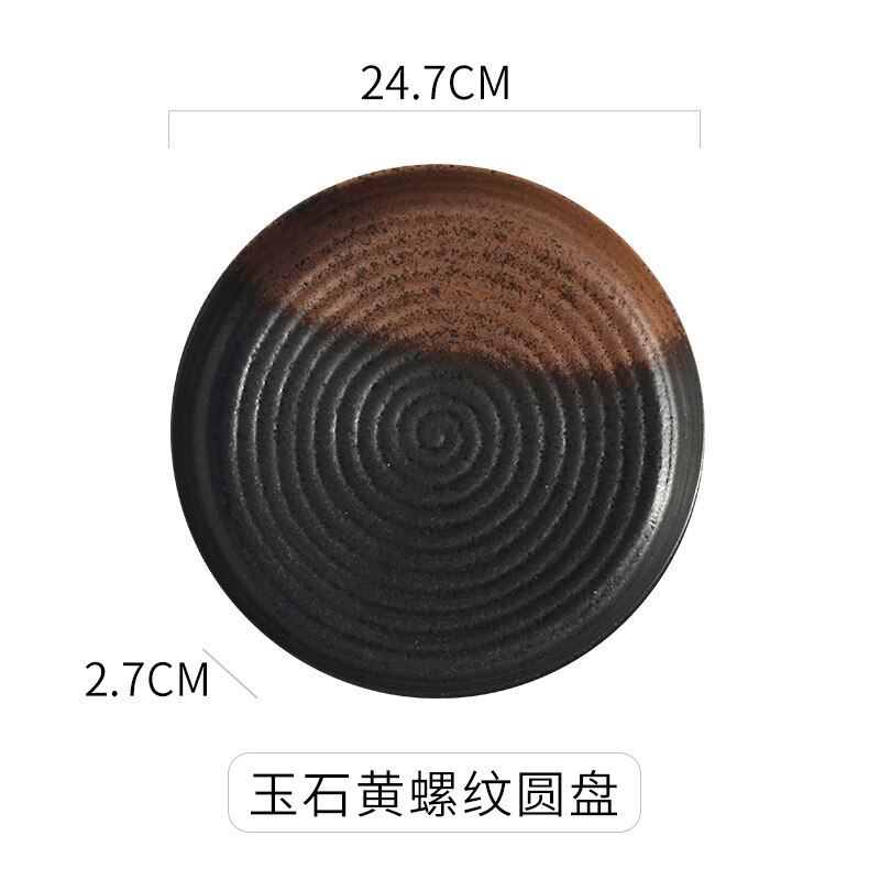 Japanse Retro Schotel Keramische Steak Plaat Creatieve Ronde Diepe Rivierkreeft Grote Platte Ceramica Westerse Gerechten Platen Servies: Jadeite