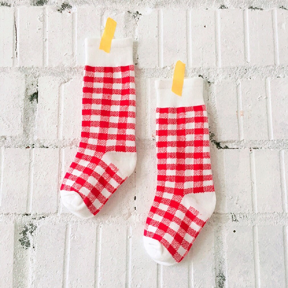 Peuter wintersok meisje geruit beenwarmers lange sokken kinderen kind kniekousen katoen: Rood / 3 jaar