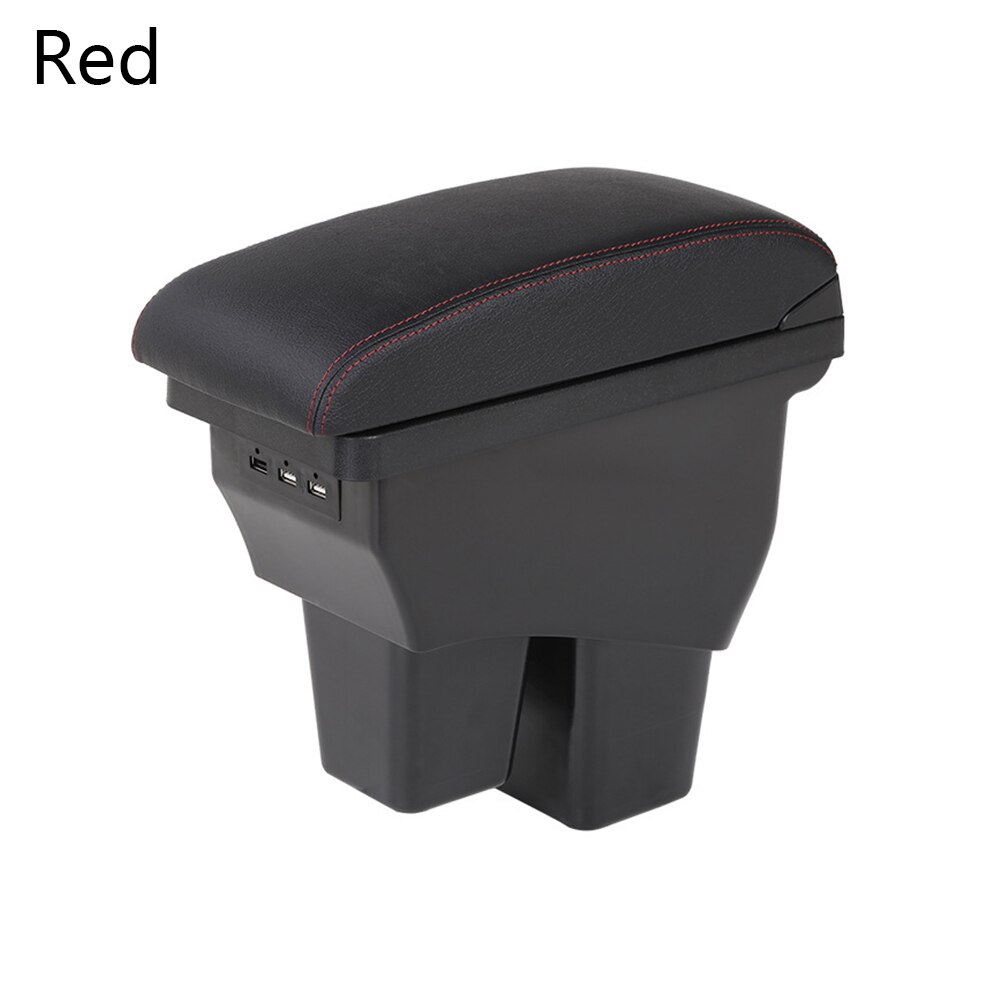 Auto Armsteun Box Armleuningen Leather Center Double Layer Opbergdoos 3 Usb Compatibel Met Peugeot: Rood