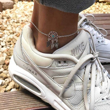 Personality Anklets for Women Foot Summer Beach FeatherTassel Blue Stone Anklets Female Jewelry Foot Accessories