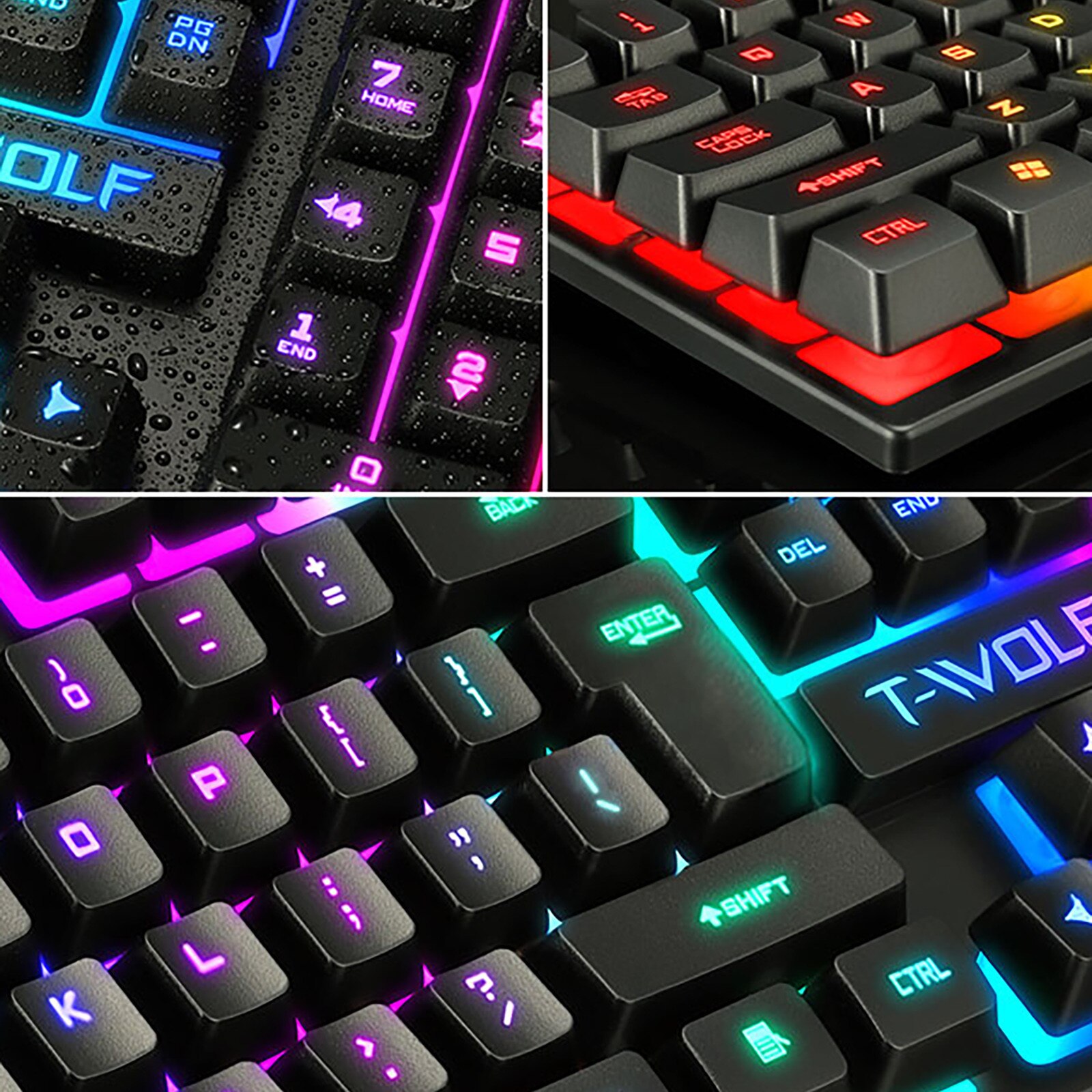 TF200 Rainbow Backlight Usb Ergonomic Gaming Keyboard for PC Laptop Ergonomic gaming keyboard mechanical keyboard 1PC