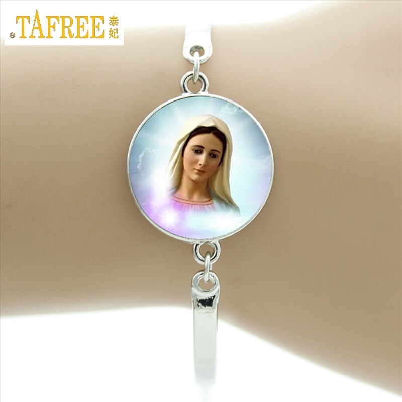 TAFREE marca nostra signora di glas bracciale vergine madre maria religiosa cattolica cupola di vetro braccialetto madonna gioielli con ciondoli D1010: VM20