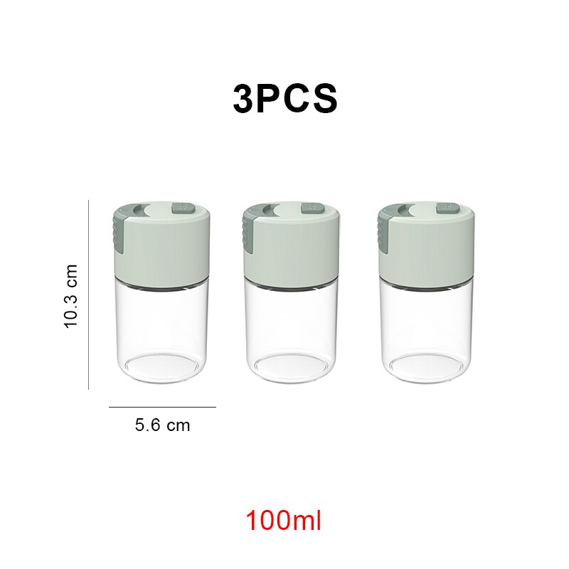 0.5g Metering Salt Glass Spice Salt Jar Sea Salt Shaker Dispenser Bottle Quantitative Seasoning Jar for Steak BBQ Home Barbecue: 3pcs Green B