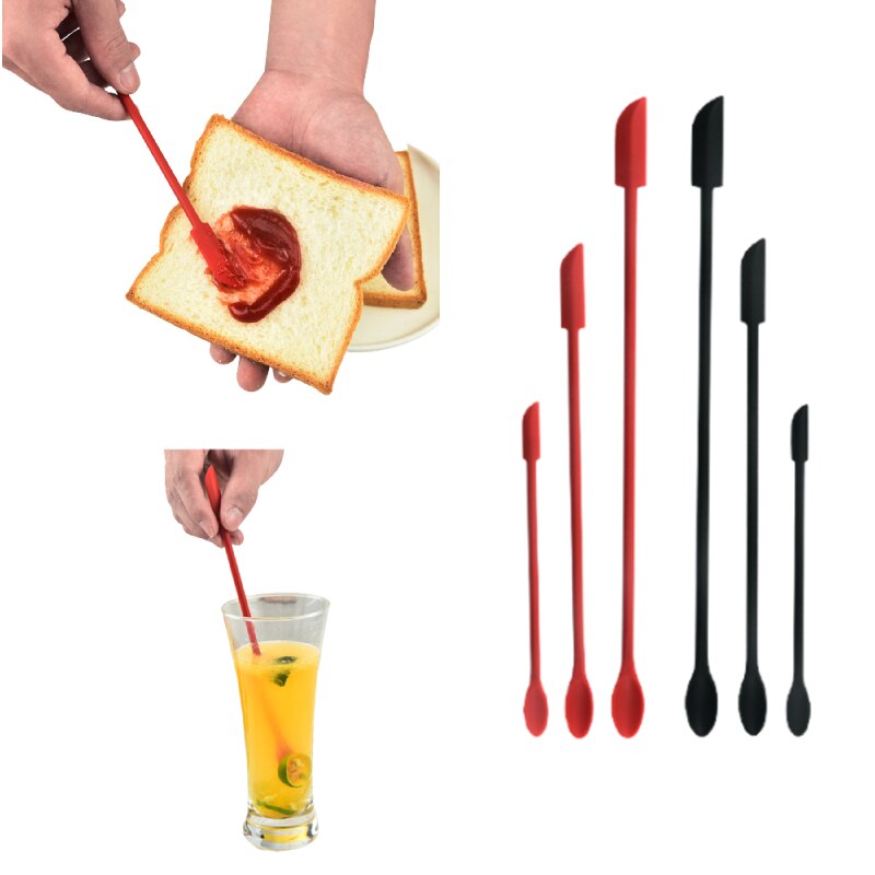 1/3 Pcs Siliconen Dubbele Kop Kleine Spatel Mini Brood Jam Spatel Drink Mixer Keuken Bakken Zuigmond Gereedschappen Bakvormen Accessoires