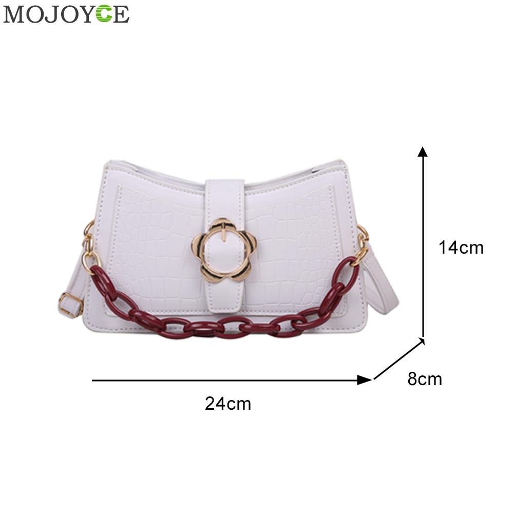 Alligator PU sacs à bandoulière jeunes dames Simple polyvalent sac femmes fleur boucle chaîne pochette à bandoulière