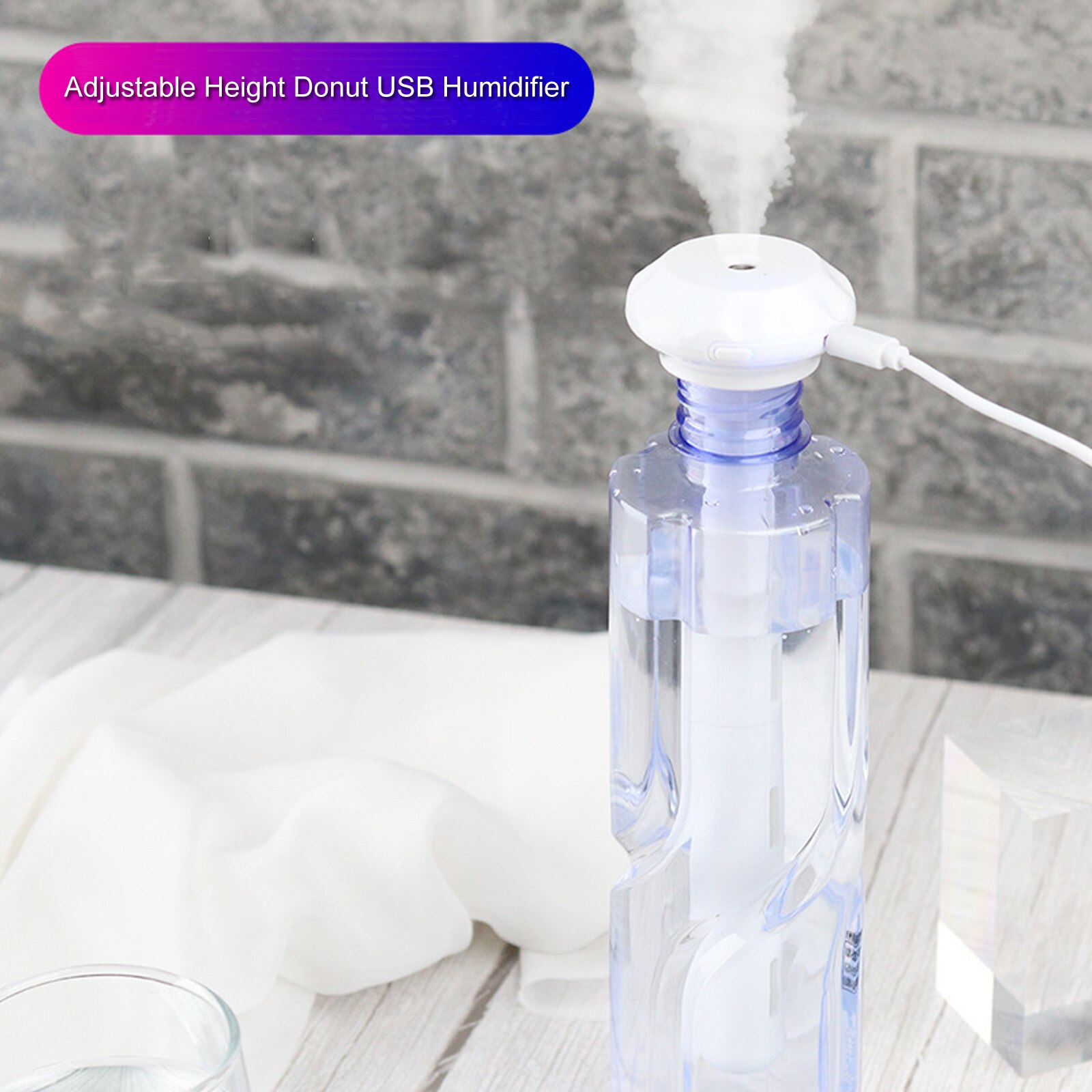 25#Wireless Air Humidifier USB Portable Humidifier Adjustable Height Donut USB Humidifier Portable Ultrasonic Mist Maker Aroma