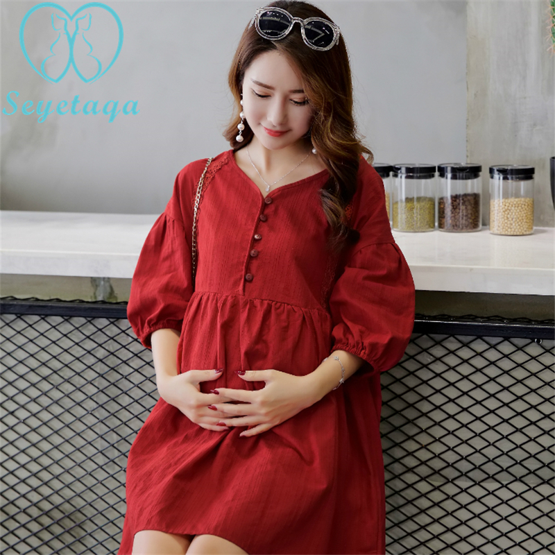 A908#  zomerse zwangerschapsblouses, losse katoenen shirts, kleding voor zwangere vrouwen, sexy v-hals zwangerschapstops