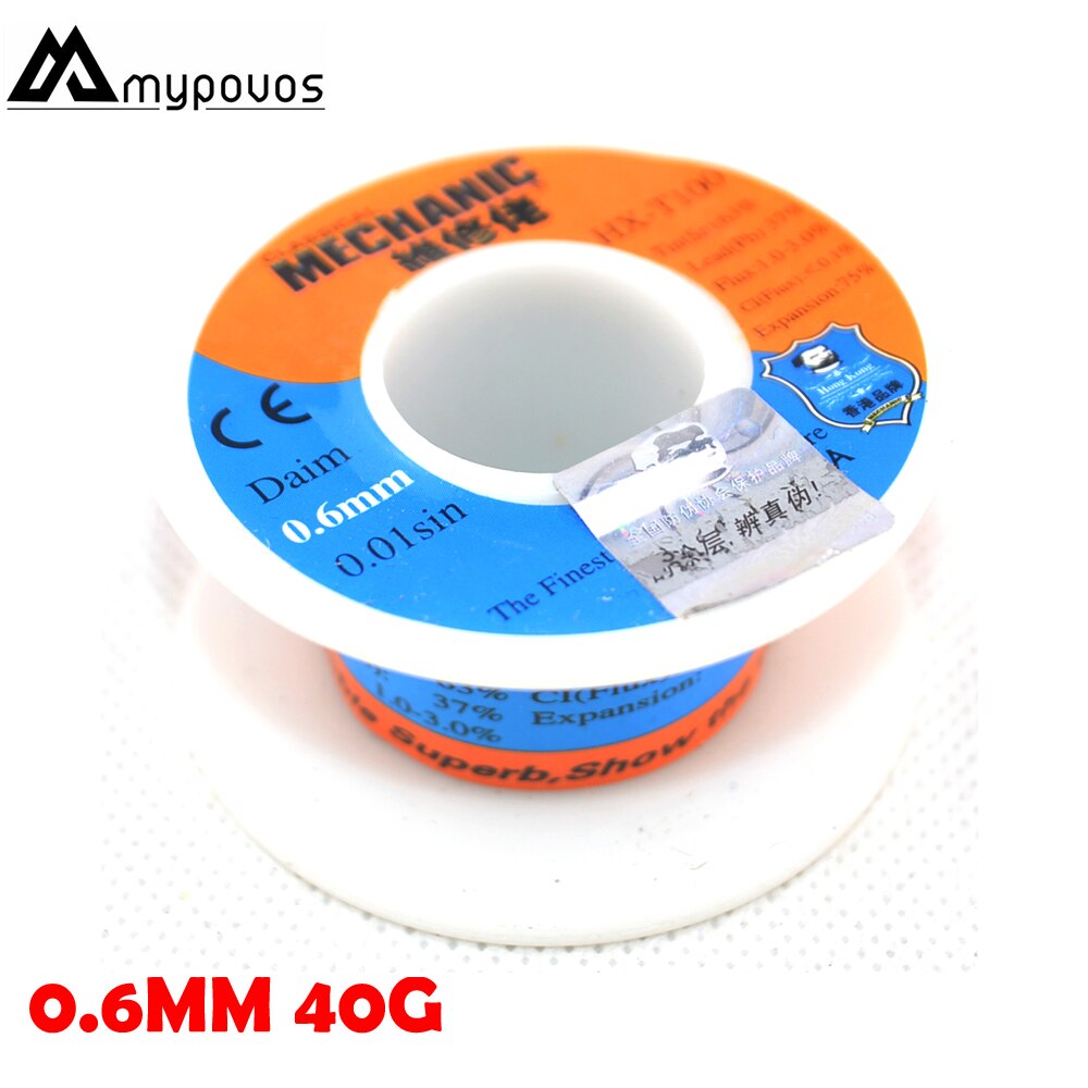 Rollo de colofonia de estaño para soldadura, Rollo mecánico de hilo de soldadura de bajo punto de fusión, 0,2/0,3/0,4/0,5mm 40G-55G 0,6