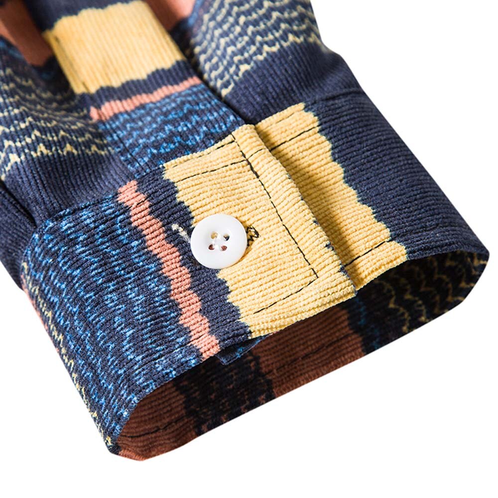 Devil king herenkleding herfstproduct overhemd met corduroy etnische print lange mouwen all-match overhemd