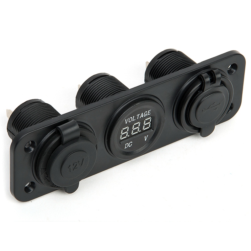 Dc 12v bilelektronik cigarettändare usb-uttag splitter motor bil dc digital voltmeter 3 -håls panel strömuttag/dubbel usb