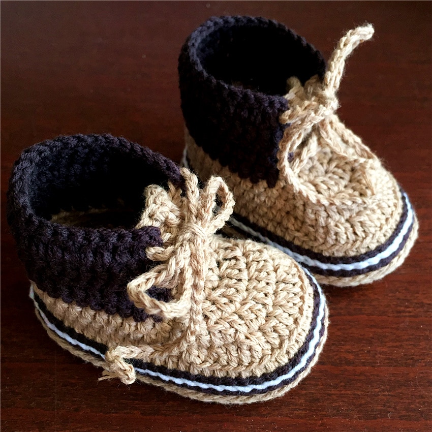 Qyflyxue hæklede babystøvler first walker sko strik høje høje støvler sko 8cm 9cm 10cm 11cm