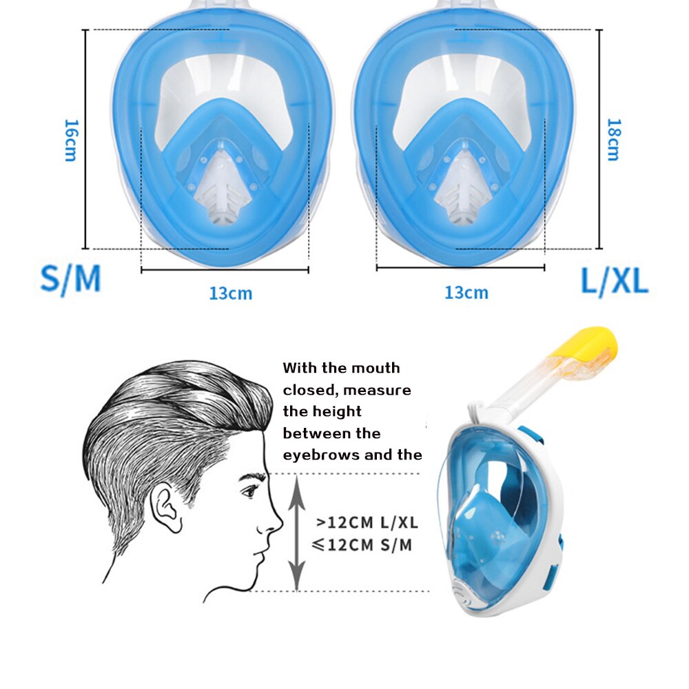 volle Gesicht Scuba Tauchen Maske Anti Fog Goggles mit Kamera Montieren Unterwasser Weiten Blick Schnorchel Schwimmen maske für Erwachsene jugend