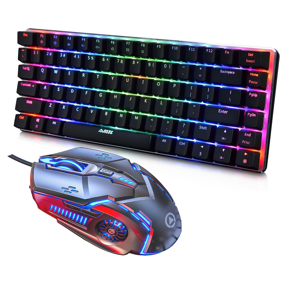 2 In 1 Combo Ajazz AK33 82 Keys Gaming Mechanical Keyboard Blue Switch Wired Keyboard and RGB Mouse G5 for Desktop PC Gamer Mice: 2 in 1 RGB