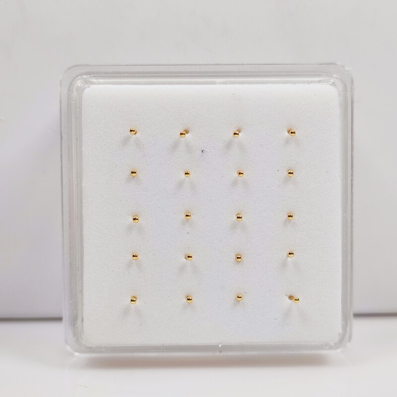 925 Sterling Zilveren Neus Stud 1.2Mm 1.5Mm Bal Neusgat Studs Straight Kleur Gold Nose Pin Piercing Sieraden 20 stks/pak