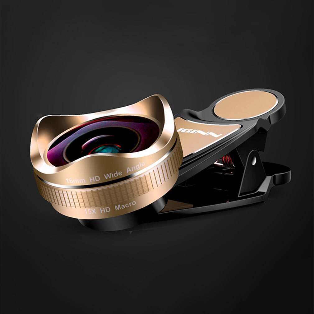 L-620 Mobile Phone Lens 16Mm Distortion-Free Wide-Angle Macro 2-In-1 Hd External Universal: Tyrant gold