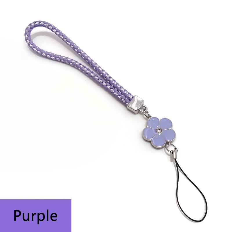 10 Colors Phone Braided Lanyard for Keys ID card USB stick Cell Phone Strap flower Weave rope Non-slip Short Lanyards Universal: Purple