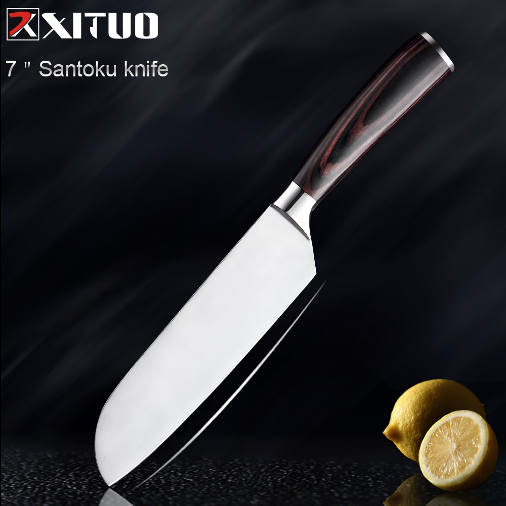 Xituo 7 " +8 " tommer santoku køkkenkniv japansk stålblad barberkniv skarpt højkulstof rustfrit stål skåret kokkens madlavningsværktøj