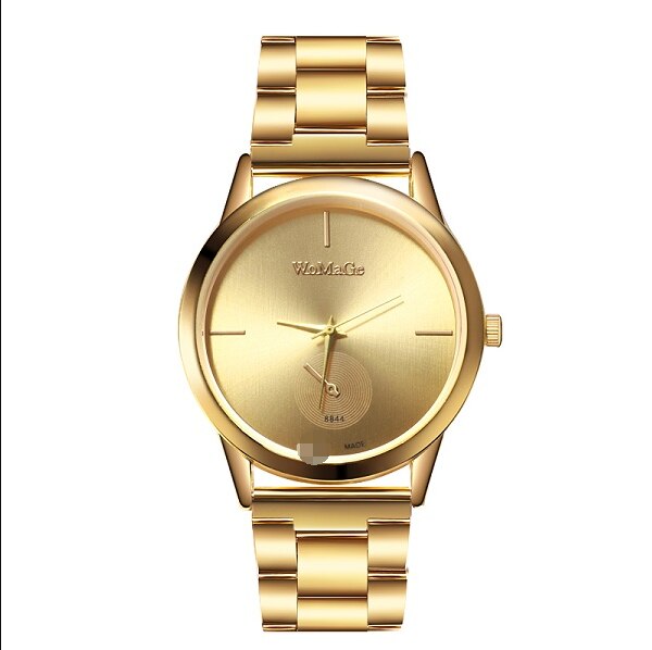 Kvindelige luksus rose guld rustfrit stål dameur dameur reloj mujer kvinder ure montre femme ur saati: Guld