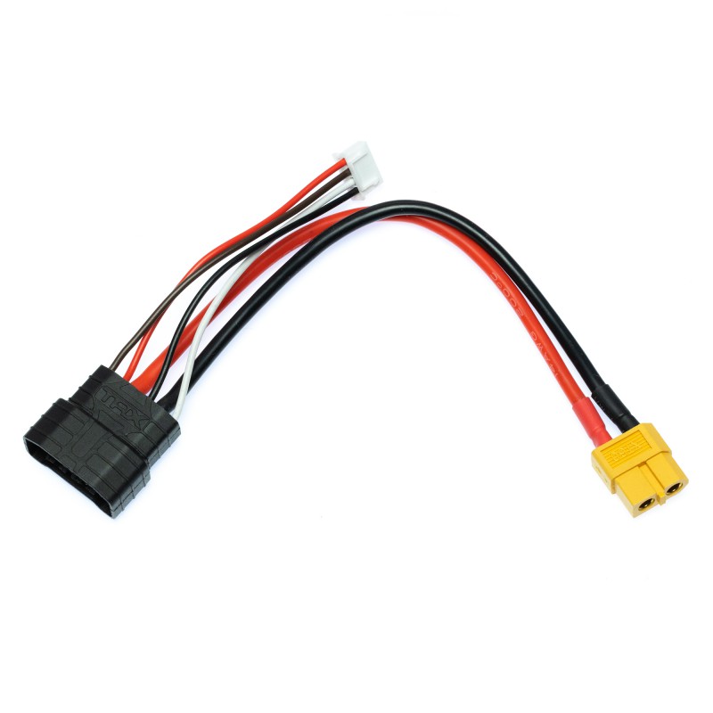 Cable adaptador de carga de batería Lipo 2S/3S/4S XT60 hembra a TRX Traxxas ID macho Cable de equilibrio de carga Cable 14awg 150mm: YELLOW